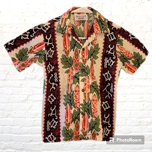 Vtg PACIFIC LEGEND Surf Board Hawaiian Shirt - Picture 1 of 7